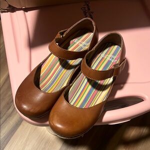 Brown Leather Dress Shoes with Mary Jane Style